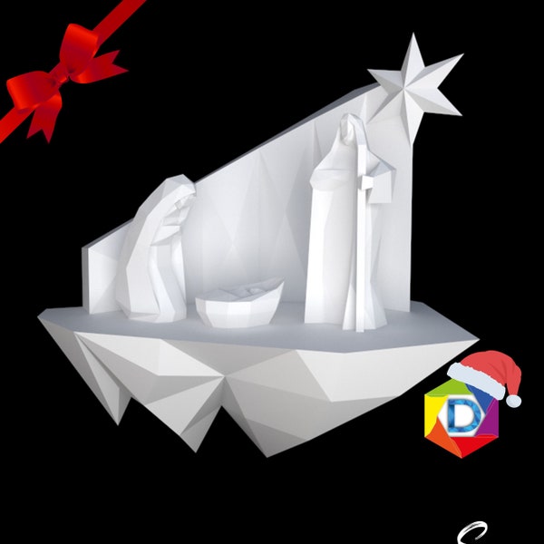 Pesebre Navideño *Plantilla Papercraft PDF - DXF - SVG Papercraft Template*