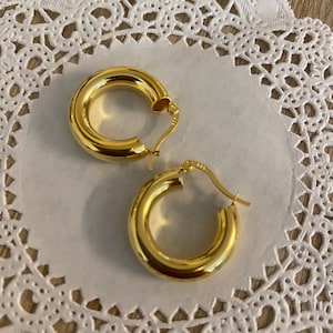 Gold Hoop Tube Earrings 925