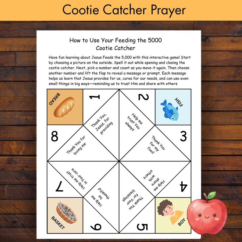Jesus Feeds 5000 Craft Activity for Kids, Cootie Catcher Sunday School ...
