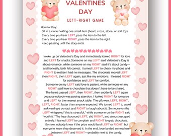 Valentines Left Right Game, Fun Printable Gift Exchange Game, Pass the Prize, Perfect for Parties and Events