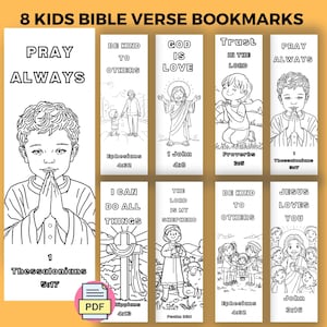 Segnalibri da colorare con versetti della Bibbia per bambini, segnalibri stampabili con le Scritture, attività cristiana da colorare