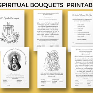 Bouquet spirituale stampabile, biglietto bouquet spirituale, biglietto di preghiera stampabile, bouquet spirituale cattolico stampabile, biglietto cattolico stampabile,