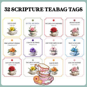 Scripture Tea Tags, Printable Tea Tags, Scripture Gift Tags, Mother Daughter Tea Party, Tags For Tea