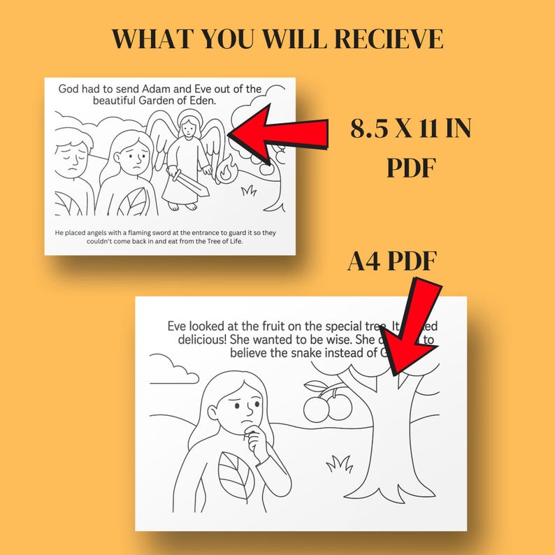 ADAM & EVE Garden of Eden Bible Verse Coloring in Sheet Activity for ...