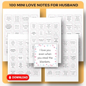 Bilhetes de amor para imprimir | Mini cartões românticos para marido | Presente para casais | Bilhetes de lancheira para ele |