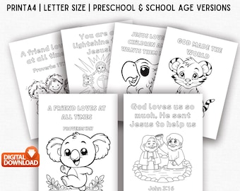 20 Bible Verse Coloring Pages for Kids | Christian Scripture Printable Set | Instant Download for Sunday School, VBS & Homeschool
