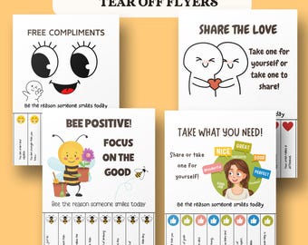 Tear Off Compliments Flyer - Positive Affirmation for Kids - Classroom Bulletin Board Decor
