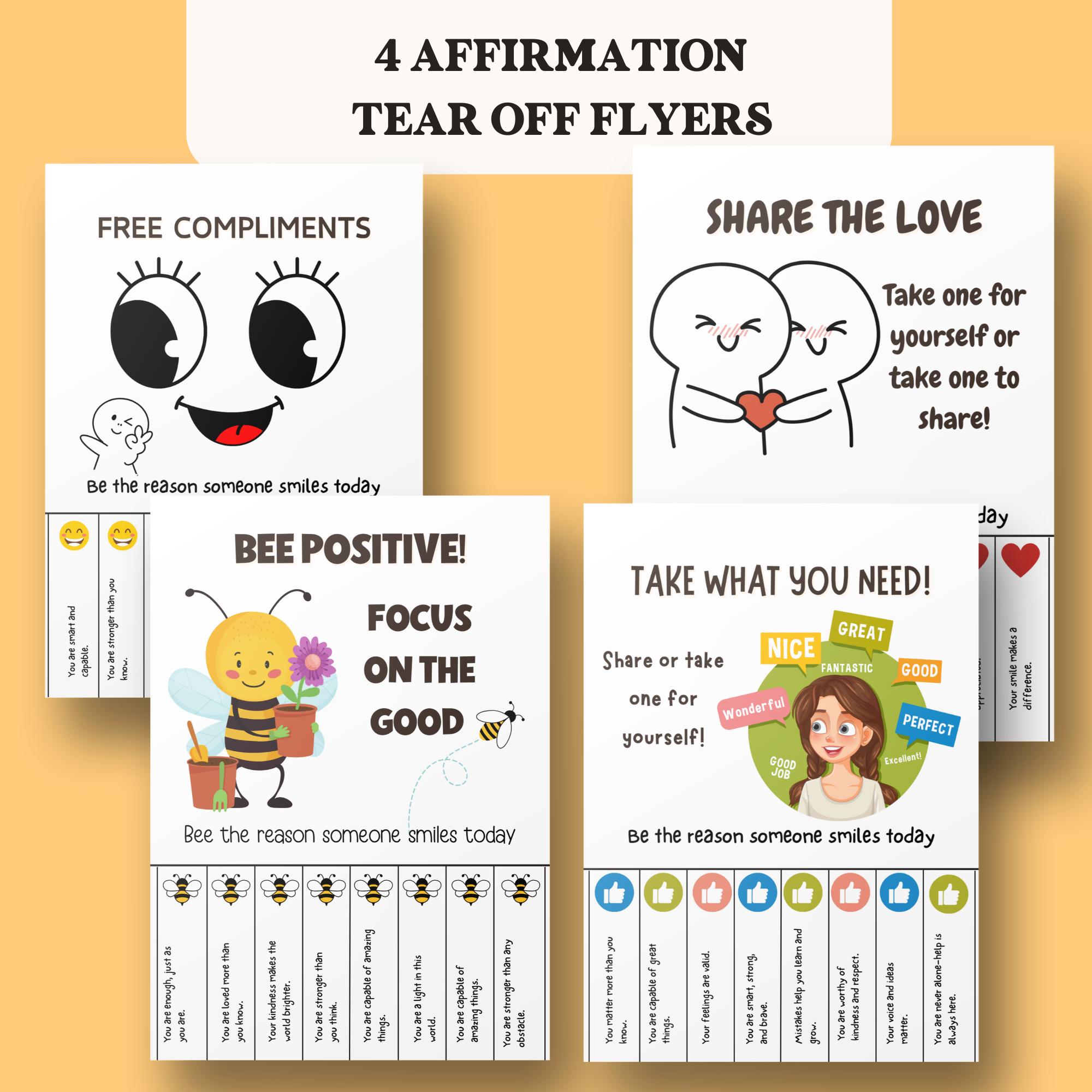 Tear off Compliments Flyer - Positive Affirmation for Kids - Classroom ...
