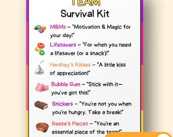 Team Survival Kit Tags - Employee Appreciation Staff Printable Thank You - Coworker Volunteer Welcome Tag
