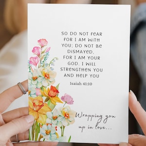 Carte de condoléances chrétienne imprimable, sympathie en téléchargement, carte de soutien pour le deuil, cadeau réconfort de verset de la Bible