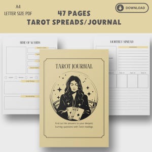 Diario dei Tarocchi stampabile, pianificatore di lettura giornaliera, quaderno di lavoro dei Tarocchi per stesure