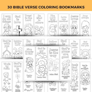 Bible Verse Coloring Bookmark Set Printable Christian Faith Bible Study Activity Scripture Bookmarks to Color Sunday School Kids Coloring