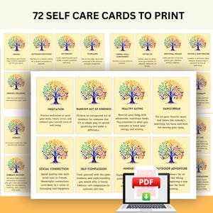 Cartões de Desafio de Autocuidado, Atividades de Bem-Estar para Imprimir, Cartões de Afirmação para Saúde Mental, Ideias de Amor-Próprio