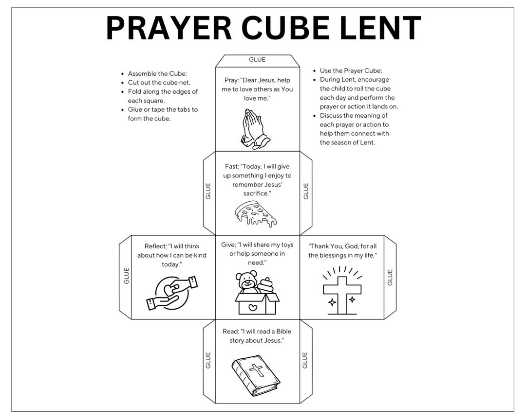 Lenten Prayer Cube for Kids , Christian Printable Craft for Kids ...