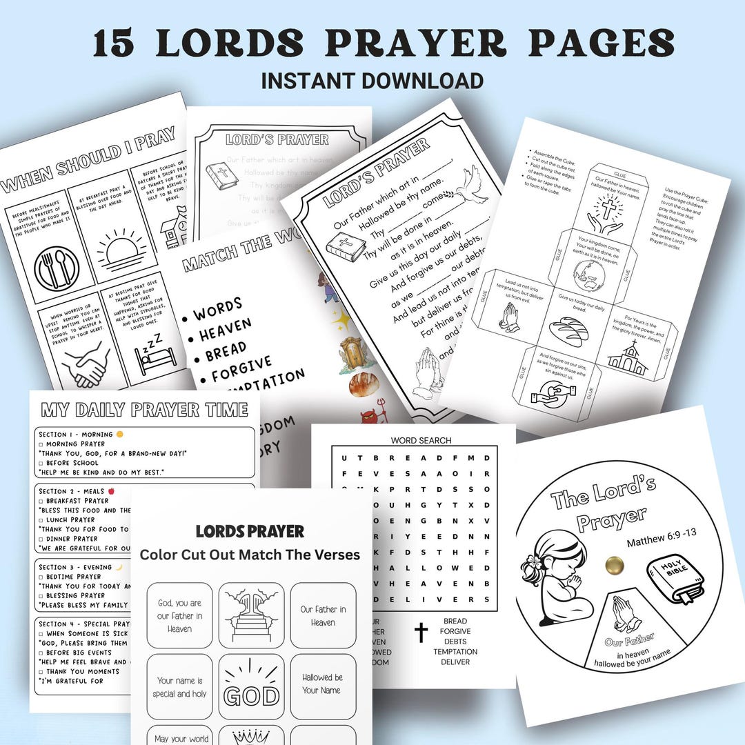 The Lord’s Prayer Coloring Page Printable | Christian Kids Activity ...