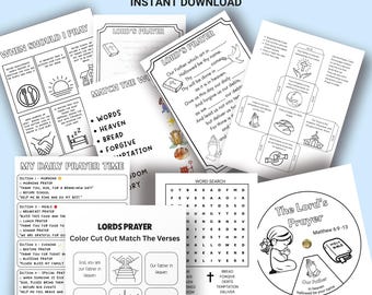 The Lord’s Prayer Coloring Page Printable | Christian Kids Activity | Sunday School Worksheet | Bible Verse Coloring Sheet