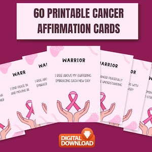 Cartes imprimables d'affirmation du cancer, soutien aux patients atteints de cancer-téléchargement numérique - citations inspirantes pour les combattants du cancer