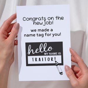 Divertente biglietto di auguri stampabile per collega, regalo di arrivederci per collega divertente, congratulazioni per il nuovo lavoro, biglietto di auguri stampabile 5 x 7