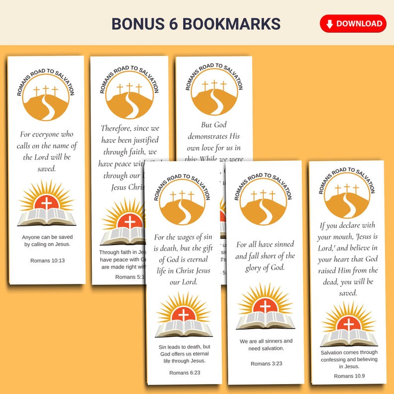 Romans Road to Salvation Printable | Digital Download for Bible Study &amp; Evangelism | KJV Bible ...
