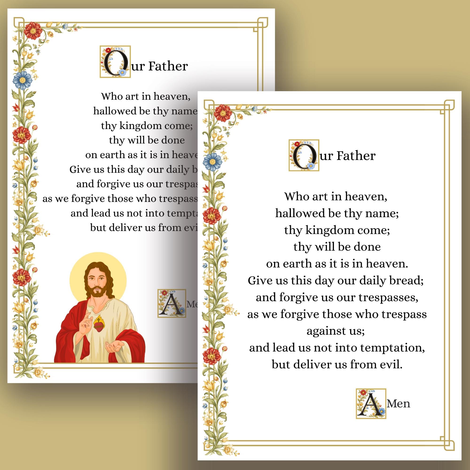 Our Father Prayer Card - Printable Catholic Prayer Card for Kids ...