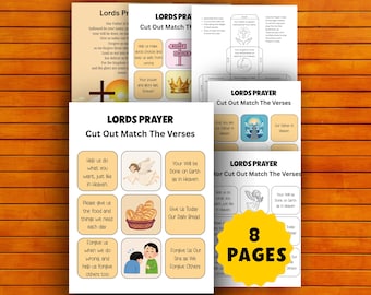 Lord’s Prayer Activity Bundle for Kids, Printable Prayer Cards, Poster and Cube for Sunday School