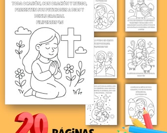 Spanish Bible Verse Coloring Pages for Kids - En Español - Sunday School Activity PDF