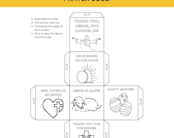 Sunday School Lesson Easter Story Printable Prayer Cube Bible Verse Craft for Kids