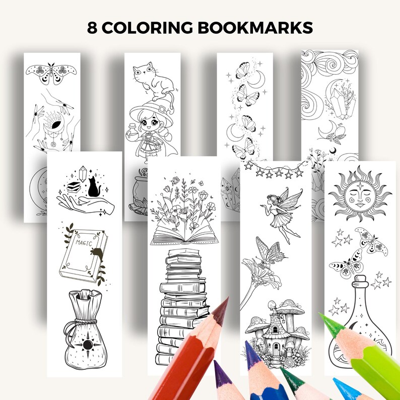 Witchy Bookmarks Coloring Page: Halloween Printable (PDF Download ...