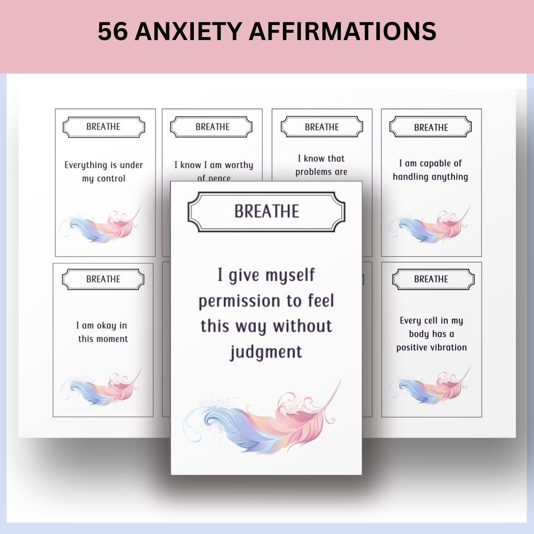 Anxiety Affirmation Deck, Printable Positive Cards for Mental Health ...