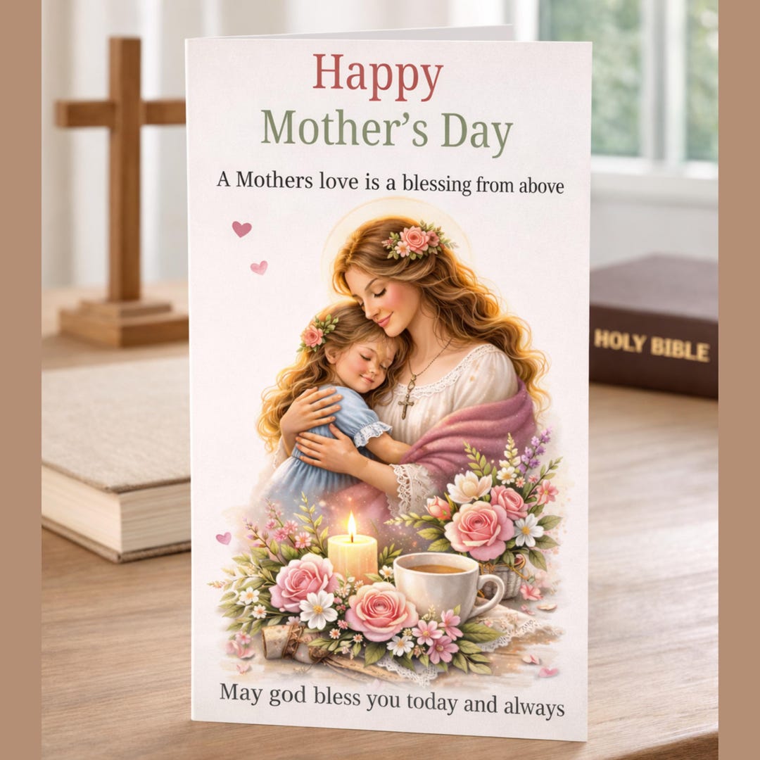 Christian Mothers Day Card Printable - Heartfelt Gifts for Mom, Instant ...