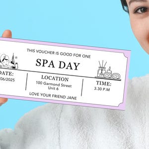 Bon d'une journée au spa - TÉLÉCHARGEMENT IMMÉDIAT - texte MODIFIABLE - imprimable, bon d'achat pour le spa, billet d'une journée au spa, bon de réduction pour une journée au spa