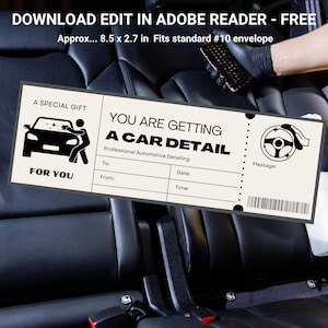 Car Detailing Gift Voucher - Printable Certificate - Editable Auto Detailing Coupon