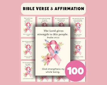 Breast Cancer Scripture Cards Printable | Christian Encouragement Cards | Bible Verses for Cancer Support | Instant Download PDF