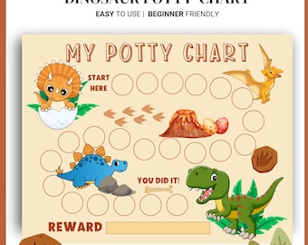 Dinosaur Potty Training Chart: Toddler Reward System (Digital Download, PDF/PNG Files)