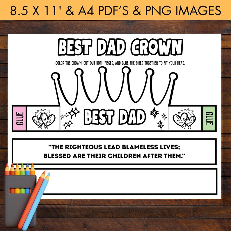 Christian Fathers Day Printable Activity - Best Dad Crown Coloring Page ...
