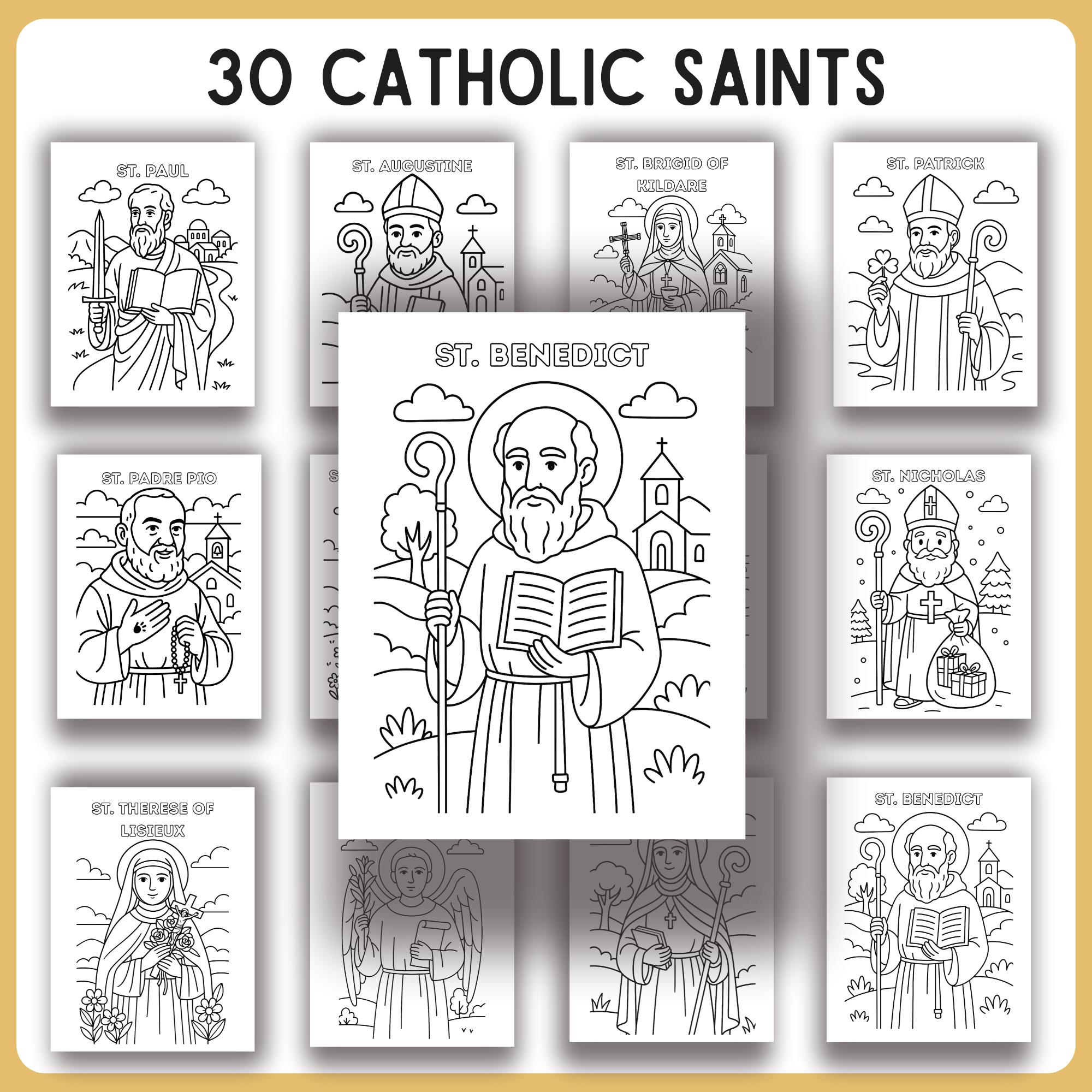 Catholic Saints Coloring Book Pages Sheets Printable Kids Activity - Etsy
