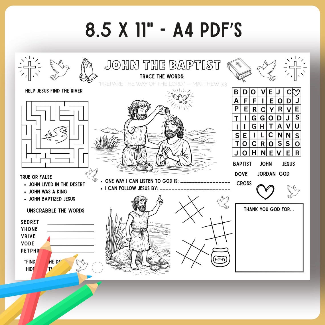 John the Baptist Coloring Page, Bible Coloring Page for Kids, Sunday ...