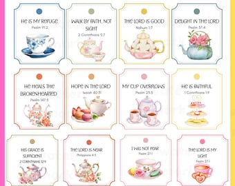 Scripture Tea Bag Tags - Printable Christian Bible Verse Favors For Church Events or Retreats