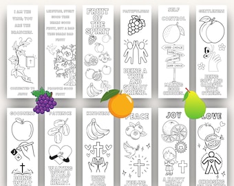 Fruit of the Spirit Bookmark, Printable Bible Verse, Christian Gift, Scripture Coloring, Instant Download