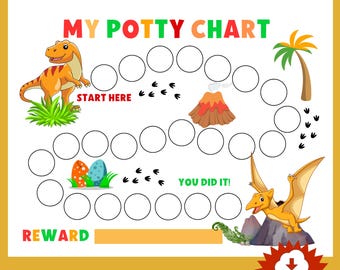 Printable Dinosaur Potty Chart - Toddler Reward Sticker - Toilet Training Goal Tracker