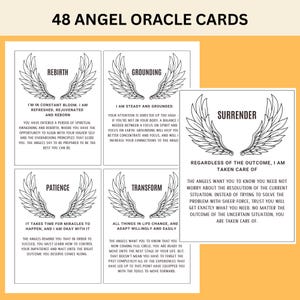 Cartas del Oráculo de los Ángeles para Imprimir / Baraja Intuitiva de Cartas del Oráculo de los Ángeles / Mensajes del Ser Superior y los Ángeles para el Despertar, el Amor Propio y la Orientación
