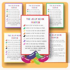 Poesia di preghiera di Jelly Bean stampabile, etichette regalo di Pasqua per bambini, attività in chiesa, dolcetti cristiani, poesia di Jelly Bean per la scuola domenicale
