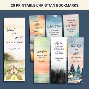 Cartes imprimables des passages bibliques, écriture florale, cartes versets bibliques, cartes de motivation, lot de 20 signets versets bibliques