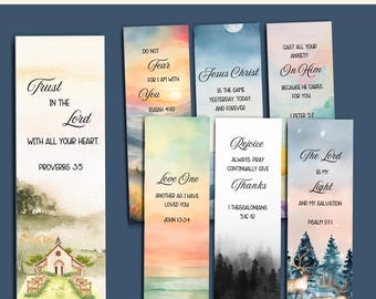 Bible Verse Bookmark Bundle: Christian Scripture Gift (PNG, PDF, JPG Digital Download)