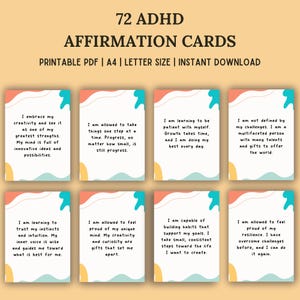 Karty pozytywnych afirmacji dla ADHD, pobieranie cyfrowe, wsparcie zdrowia psychicznego, zachęta dla osób z neuroatypowością