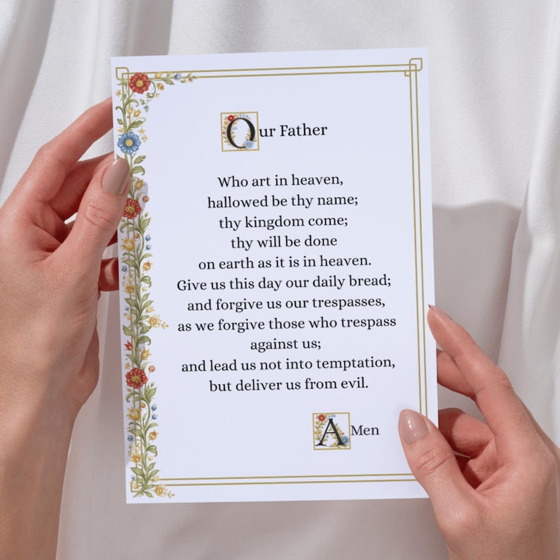 Our Father Prayer Card - Printable Catholic Prayer Card for Kids ...