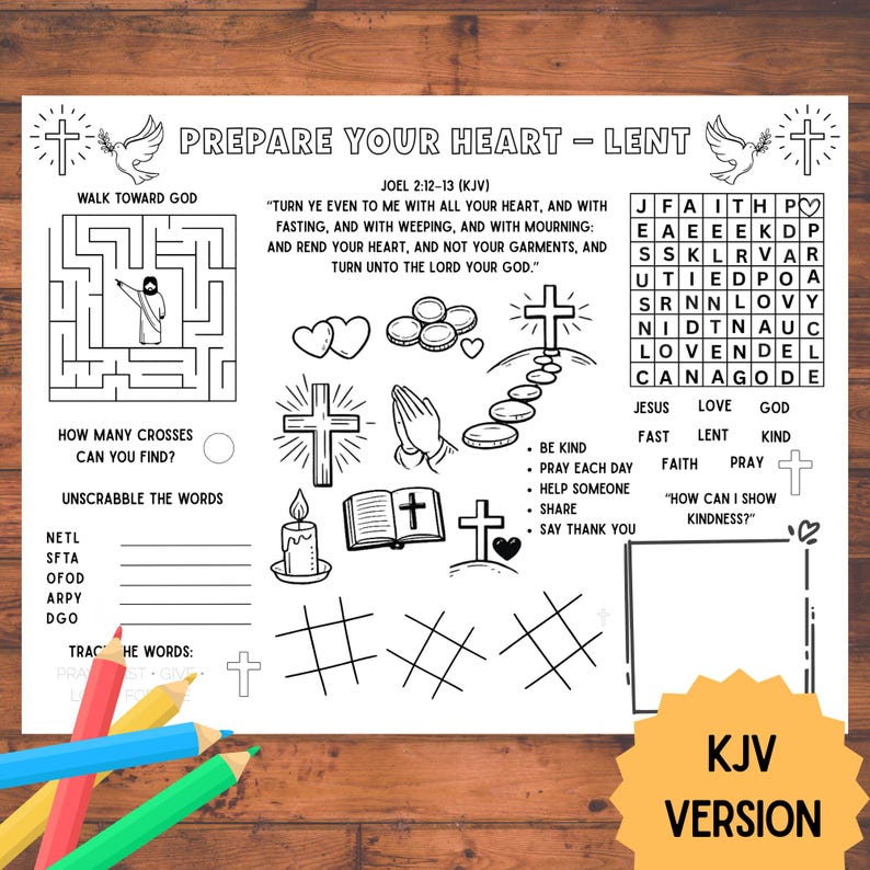 Lent Bible Activity Placemat, Lent Bible Activity Coloring Sheet ...