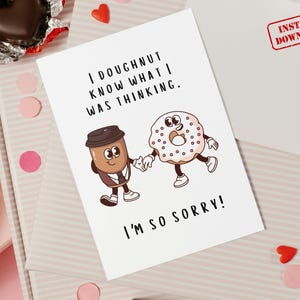 Tarjeta de perdón para imprimir - Tarjeta de disculpa digital - Descarga instantánea - Linda tarjeta de disculpa para él o ella - Tarjeta de disculpa divertida