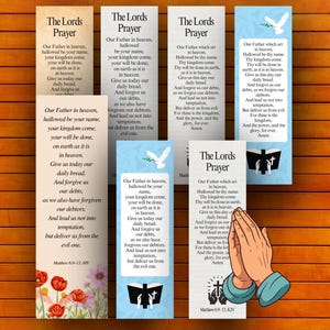 Lords Prayer Bookmark, Bible Verse Gift, Christian Prayer Card, Printable Scripture