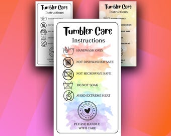 Cup Care Instructions Card: Printable PNG, JPG (Digital Download) Tumbler